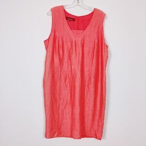 Bianca Women's Linen Midi Dress in Coral Size EU 44 Summer Beach Crinkled Boho